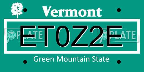 ET0Z2E Vermont License Plate