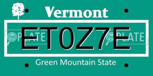 ET0Z7E Vermont License Plate