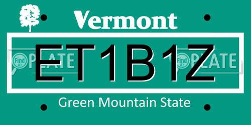 ET1B1Z Vermont License Plate