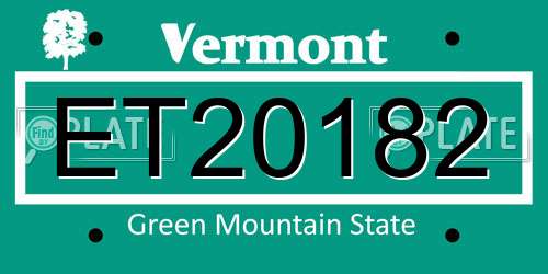 ET20182 Vermont License Plate