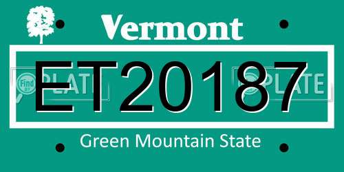 ET20187 Vermont License Plate