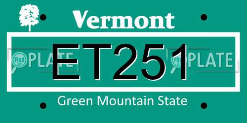ET251 Vermont License Plate
