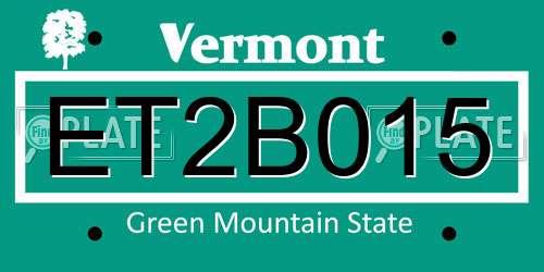 ET2B015 Vermont License Plate