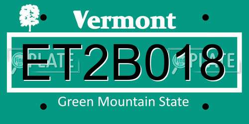 ET2B018 Vermont License Plate