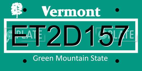 ET2D157 Vermont License Plate