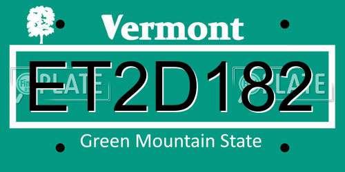 ET2D182 Vermont License Plate
