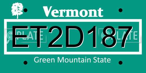 ET2D187 Vermont License Plate