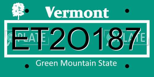ET2O187 Vermont License Plate