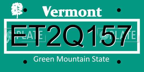 ET2Q157 Vermont License Plate