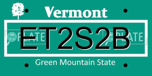 ET2S2B Vermont License Plate