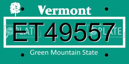 ET49557 Vermont License Plate