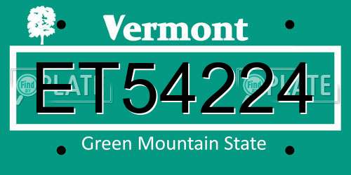 ET54224 Vermont License Plate