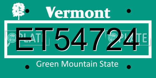 ET54724 Vermont License Plate