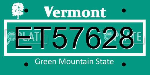 ET57628 Vermont License Plate
