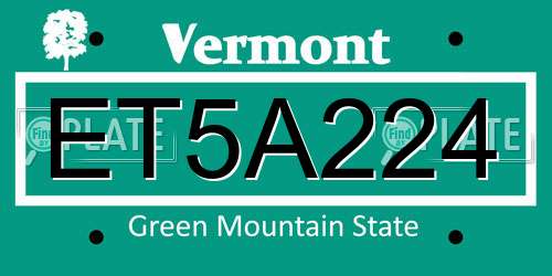 ET5A224 Vermont License Plate