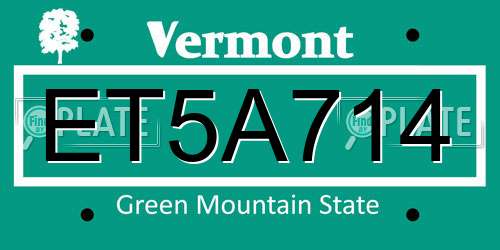 ET5A714 Vermont License Plate