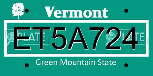ET5A724 Vermont License Plate