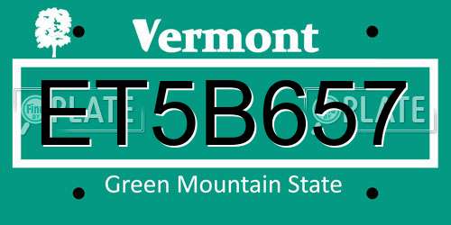 ET5B657 Vermont License Plate