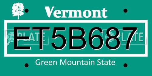 ET5B687 Vermont License Plate