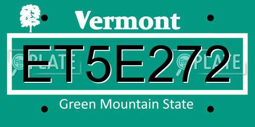 ET5E272 Vermont License Plate