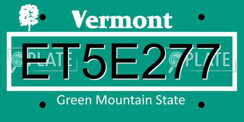 ET5E277 Vermont License Plate