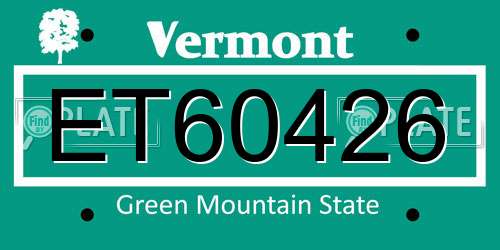 ET60426 Vermont License Plate
