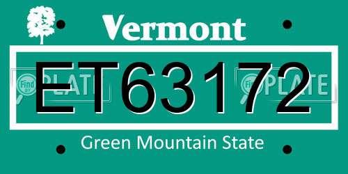 ET63172 Vermont License Plate