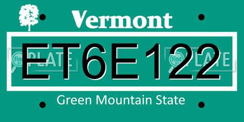 ET6E122 Vermont License Plate