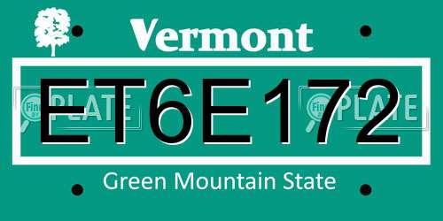 ET6E172 Vermont License Plate