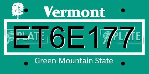 ET6E177 Vermont License Plate