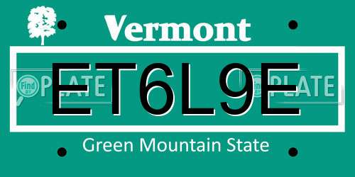 ET6L9E Vermont License Plate