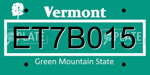 ET7B015 Vermont License Plate