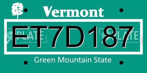 ET7D187 Vermont License Plate