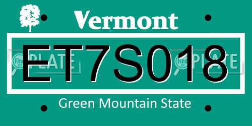 ET7S018 Vermont License Plate