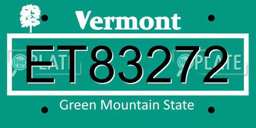 ET83272 Vermont License Plate