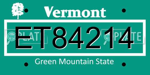 ET84214 Vermont License Plate
