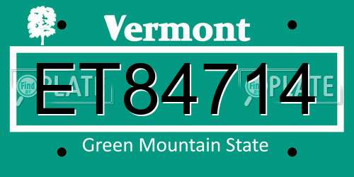 ET84714 Vermont License Plate