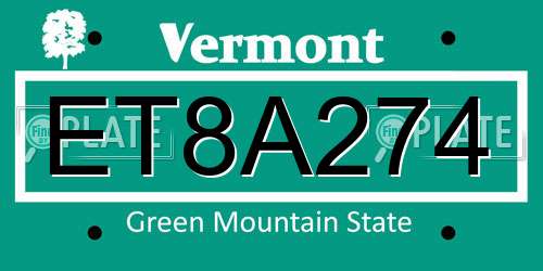 ET8A274 Vermont License Plate