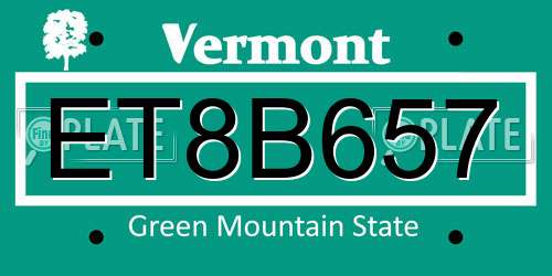 ET8B657 Vermont License Plate