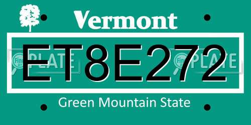ET8E272 Vermont License Plate
