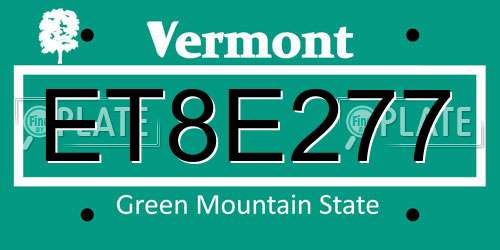 ET8E277 Vermont License Plate