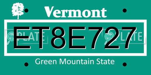 ET8E727 Vermont License Plate