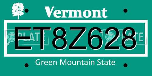 ET8Z628 Vermont License Plate