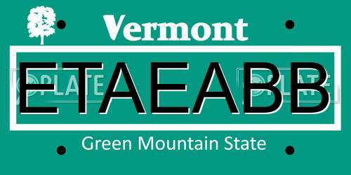 ETAEABB Vermont License Plate