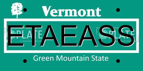 ETAEASS Vermont License Plate