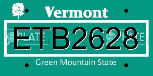 ETB2628 Vermont License Plate