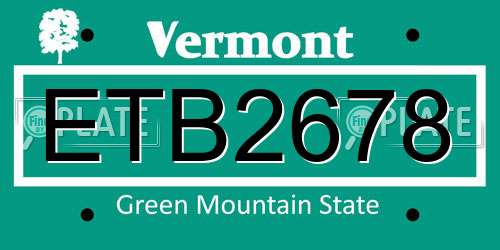 ETB2678 Vermont License Plate