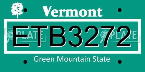 ETB3272 Vermont License Plate