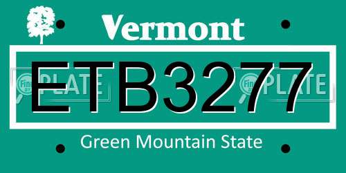 ETB3277 Vermont License Plate