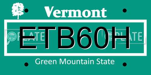 ETB60H Vermont License Plate